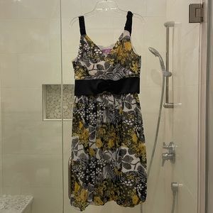 Black and yellow mini cocktail vintage dress